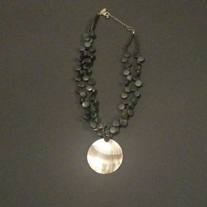 Black bead and shel necklace